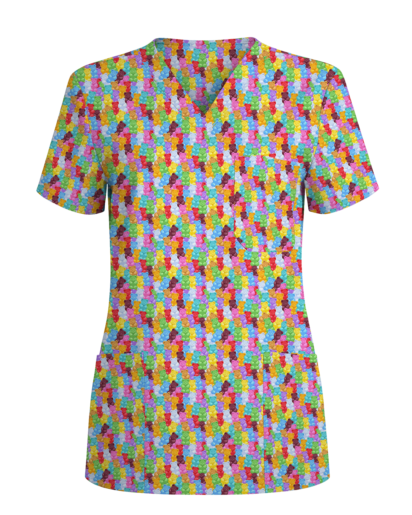 Rainbow Gummy Bear Women Scrub Top