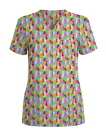 Rainbow Gummy Bear Women Scrub Top