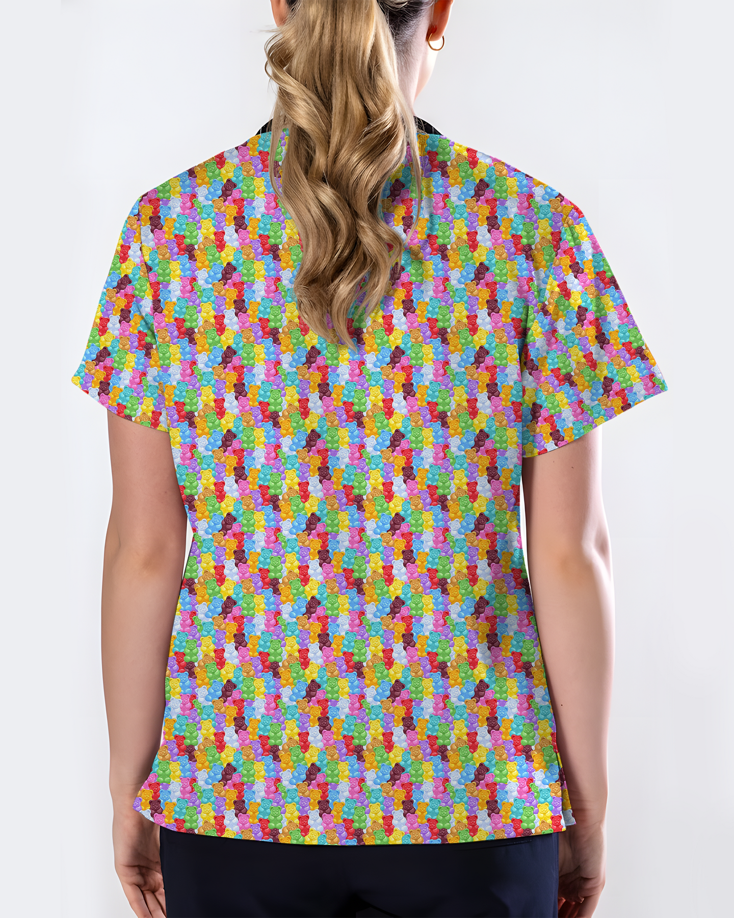 Rainbow Gummy Bear Women Scrub Top