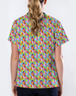 Rainbow Gummy Bear Women Scrub Top