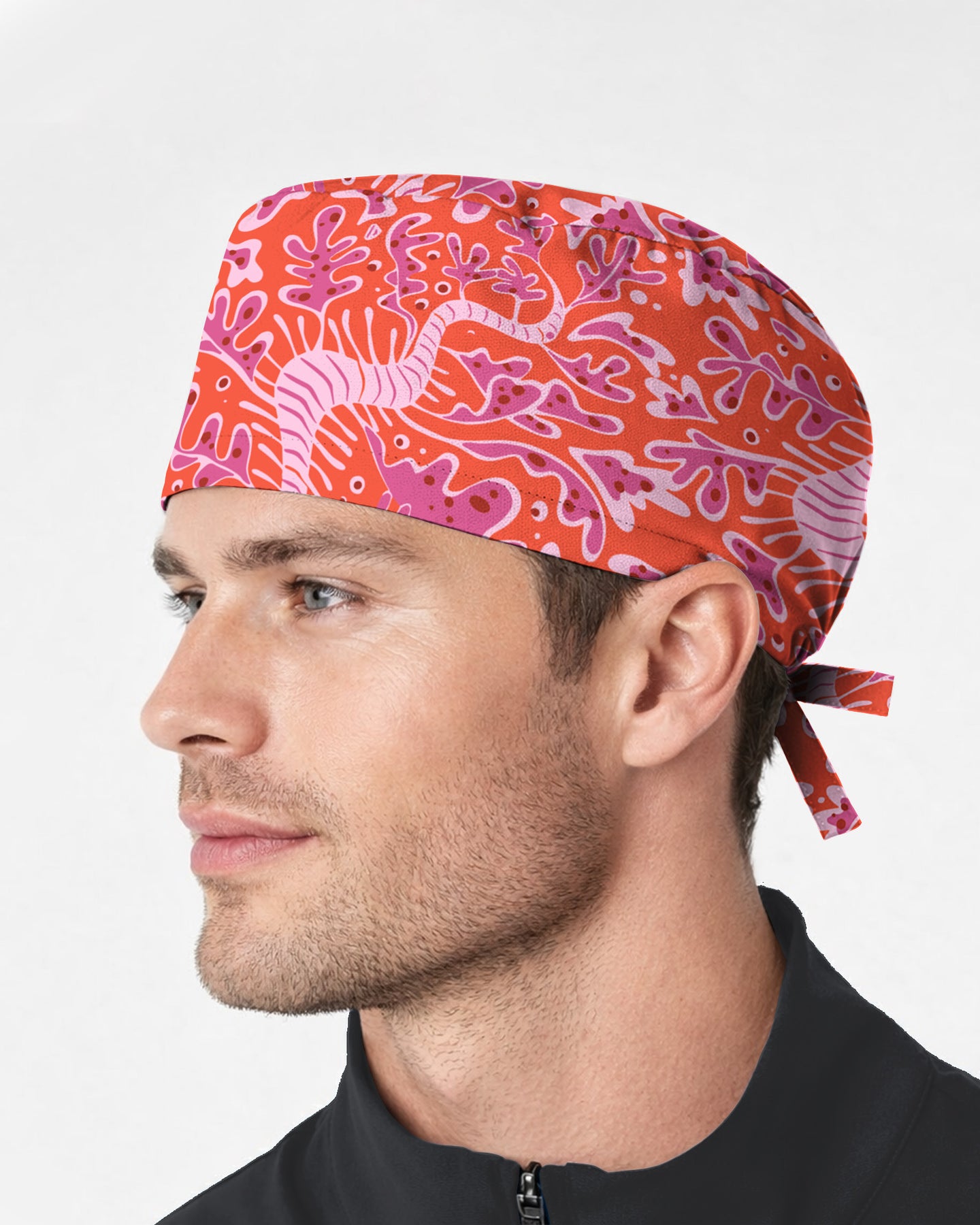 Pink Coral Garden Scrub Cap