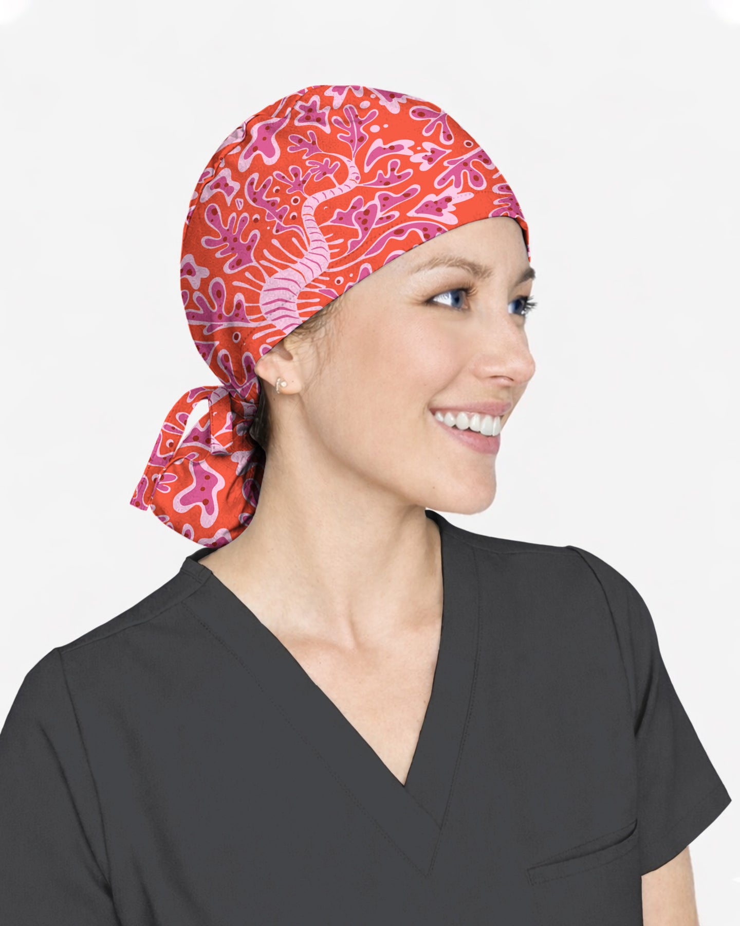 Pink Coral Garden Scrub Cap