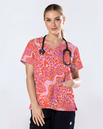 Pink Coral Garden Women Scrub Top