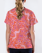 Pink Coral Garden Women Scrub Top