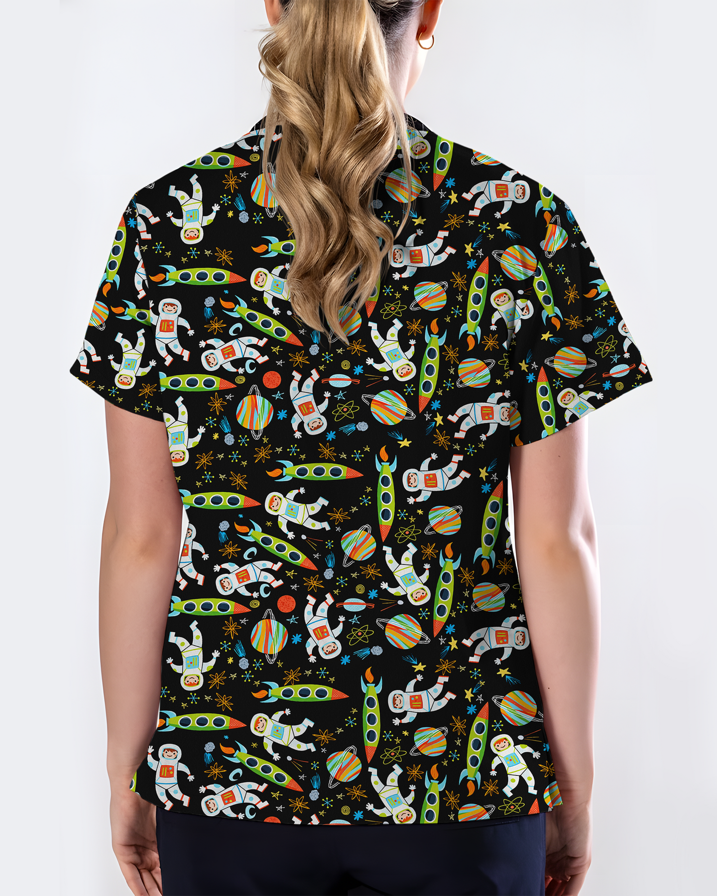 Astronaut Dreams Medical Women Scrub Top