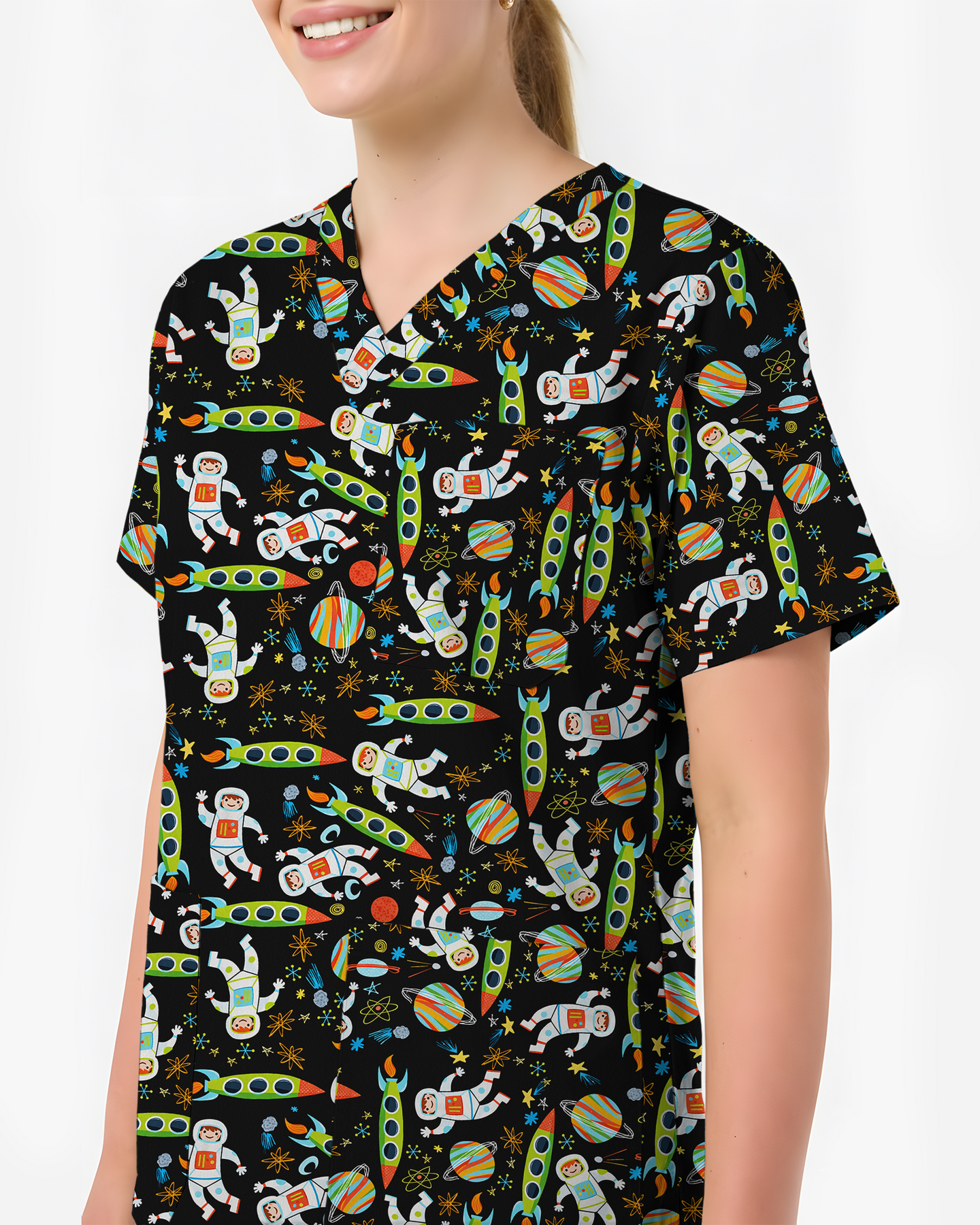 Astronaut Dreams Medical Women Scrub Top