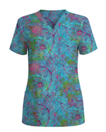 Teal Peacock Plume Women Scrub Top