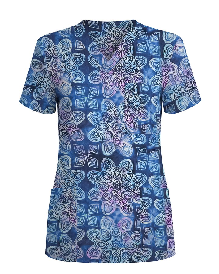Serene Geometric Bloom Women Scrub Top