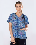 Serene Geometric Bloom Women Scrub Top