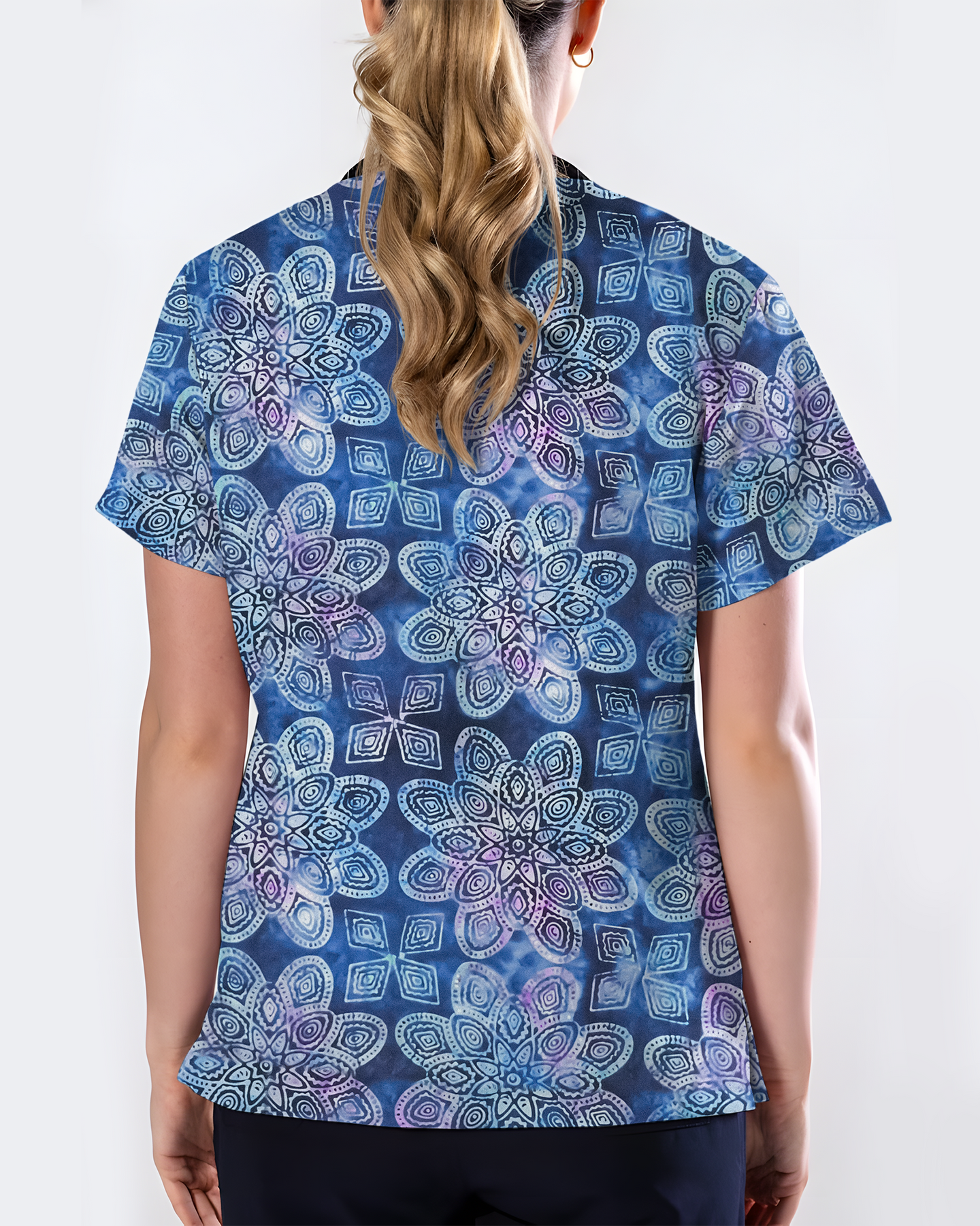 Serene Geometric Bloom Women Scrub Top