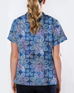 Serene Geometric Bloom Women Scrub Top