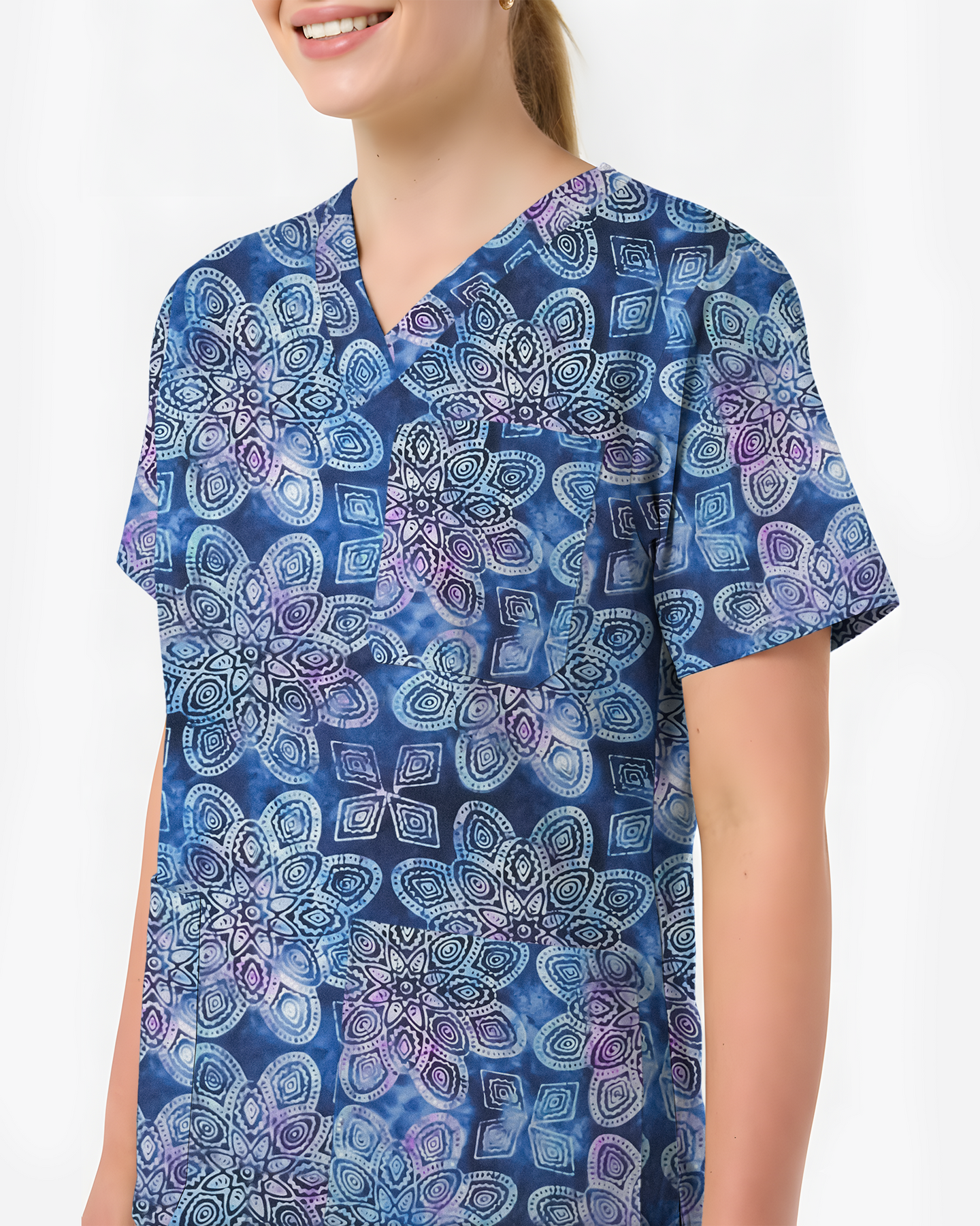 Serene Geometric Bloom Women Scrub Top