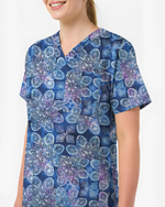 Serene Geometric Bloom Women Scrub Top
