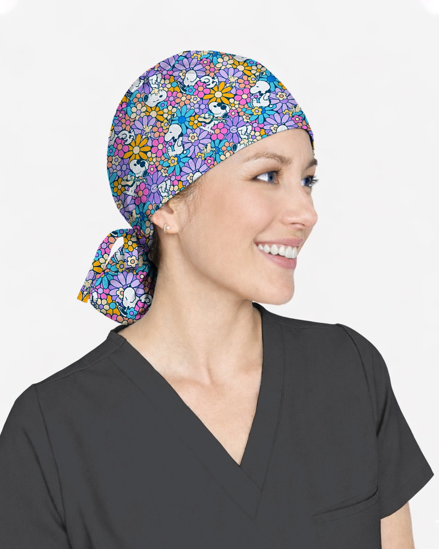 Playful Bunny Blossom Scrub Cap