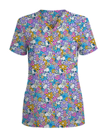 Playful Bunny Blossom Women Scrub Top