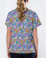 Playful Bunny Blossom Women Scrub Top