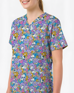 Playful Bunny Blossom Women Scrub Top