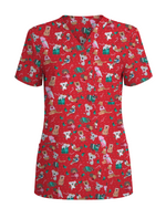 Christmas Cheer Animal Women Scrub Top