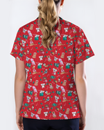 Christmas Cheer Animal Women Scrub Top
