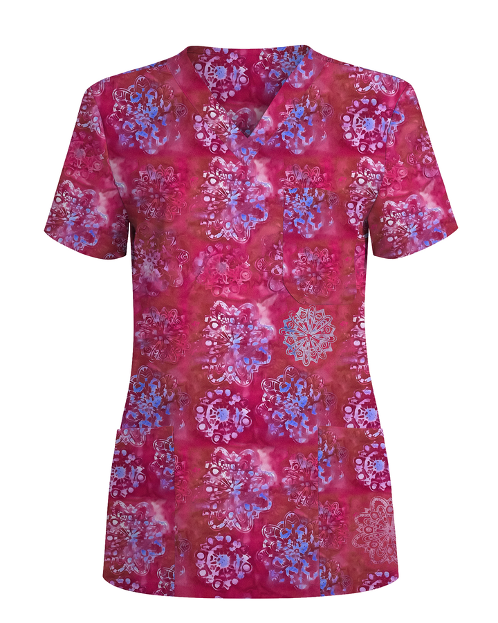 Rose Mandala Bloom Women Scrub Top