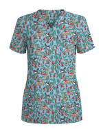 Festive Bushland Bloom Women Scrub Top