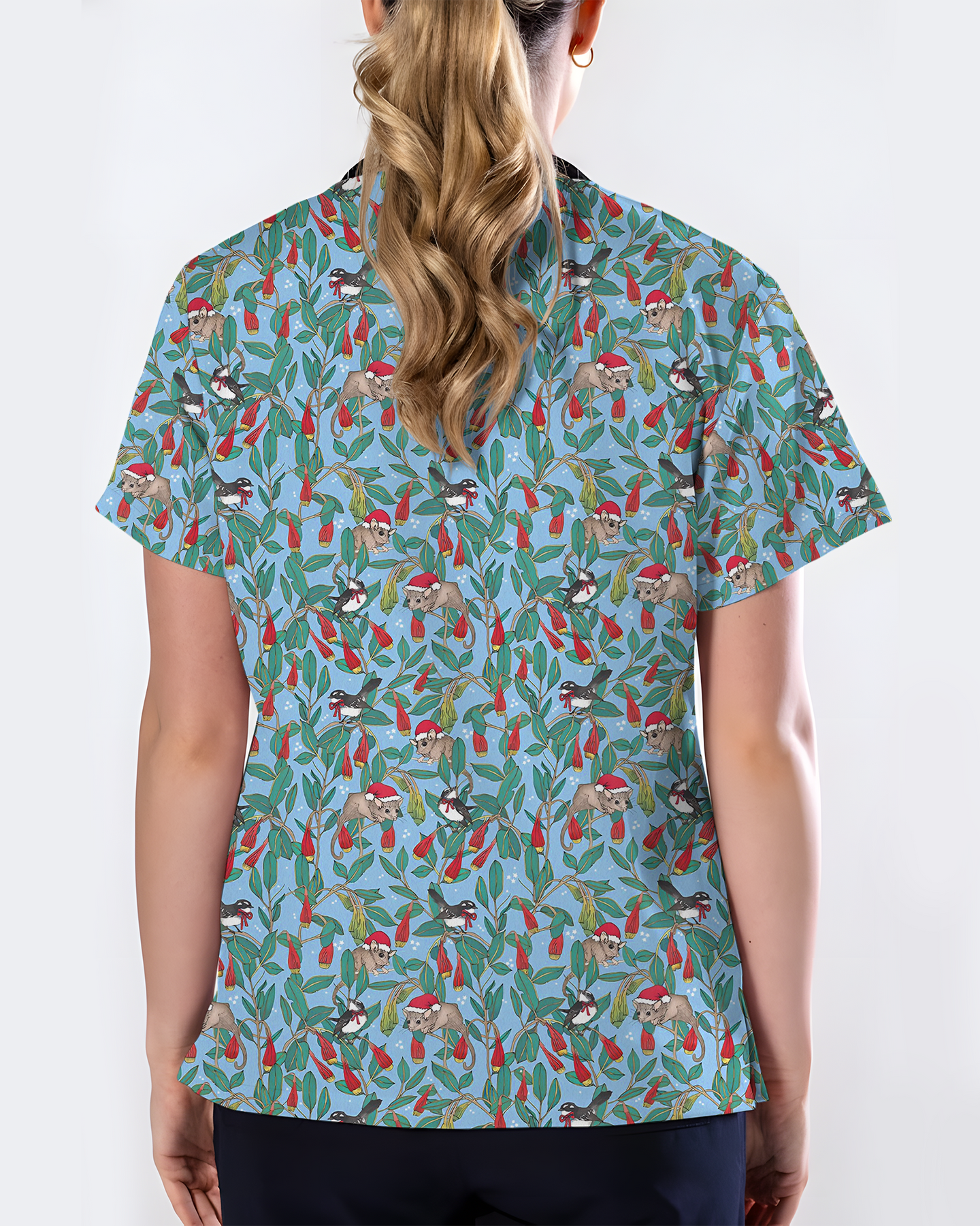 Festive Bushland Bloom Women Scrub Top