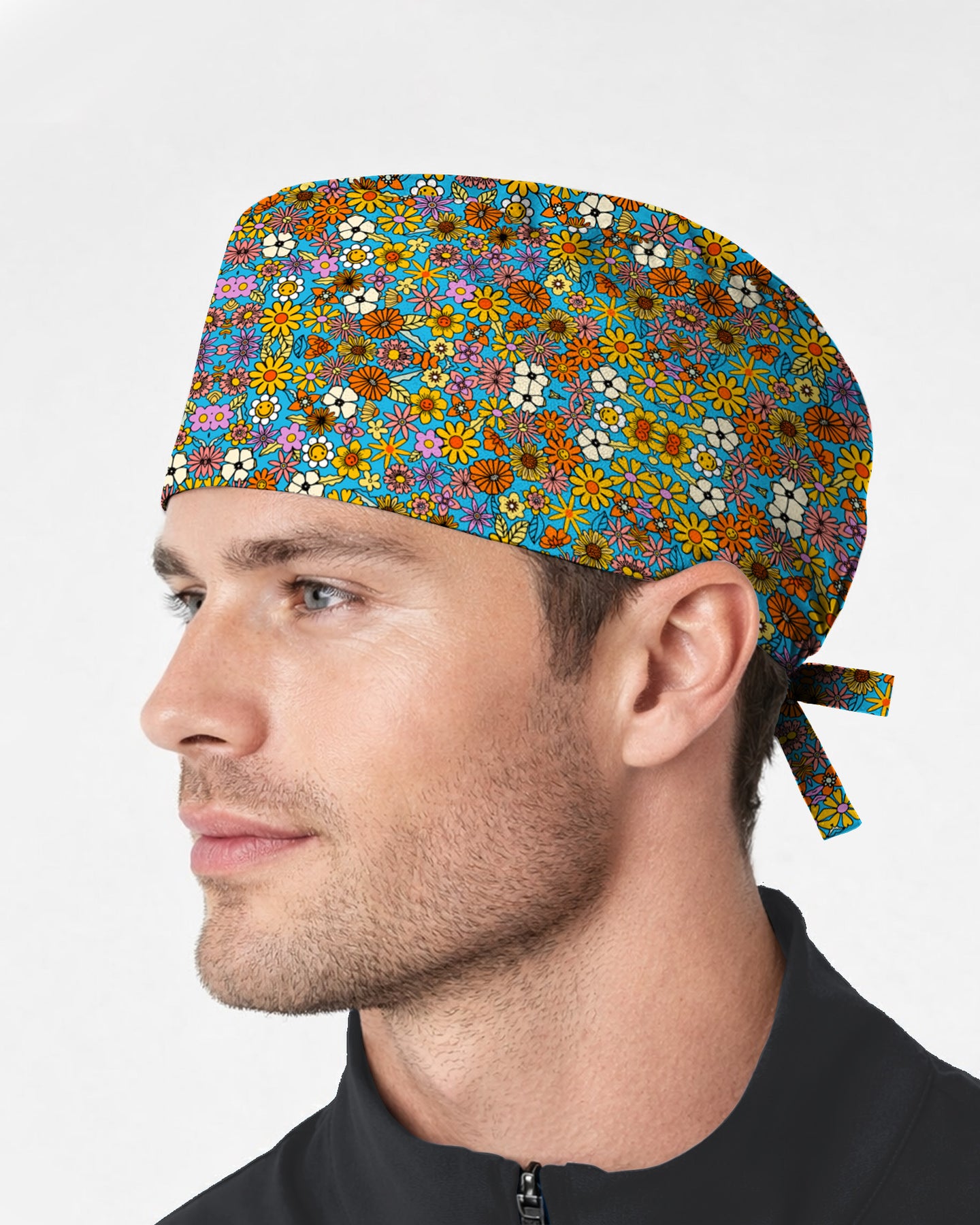 Bright Wildflower Meadow Scrub Cap
