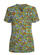 Bright Wildflower Meadow Women Scrub Top