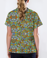 Bright Wildflower Meadow Women Scrub Top