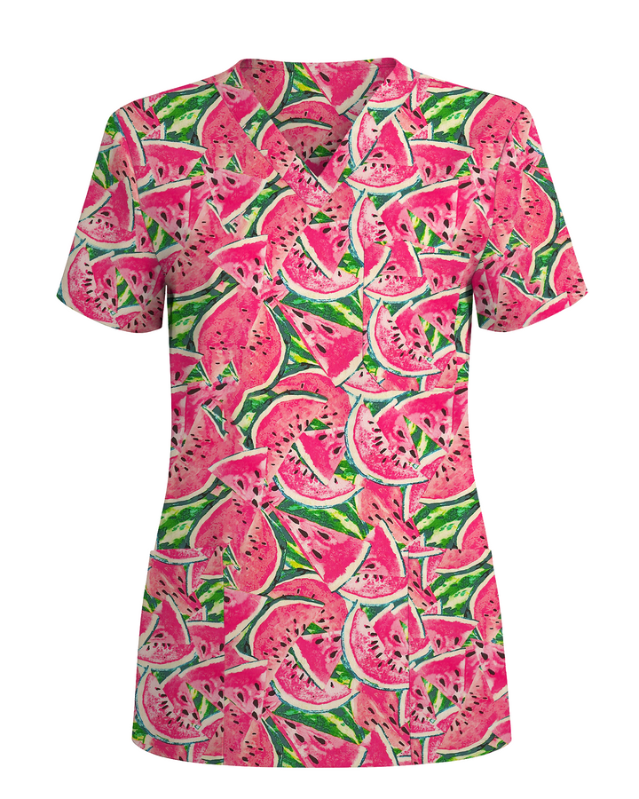 Sweet Summer Watermelon Women Scrub Top