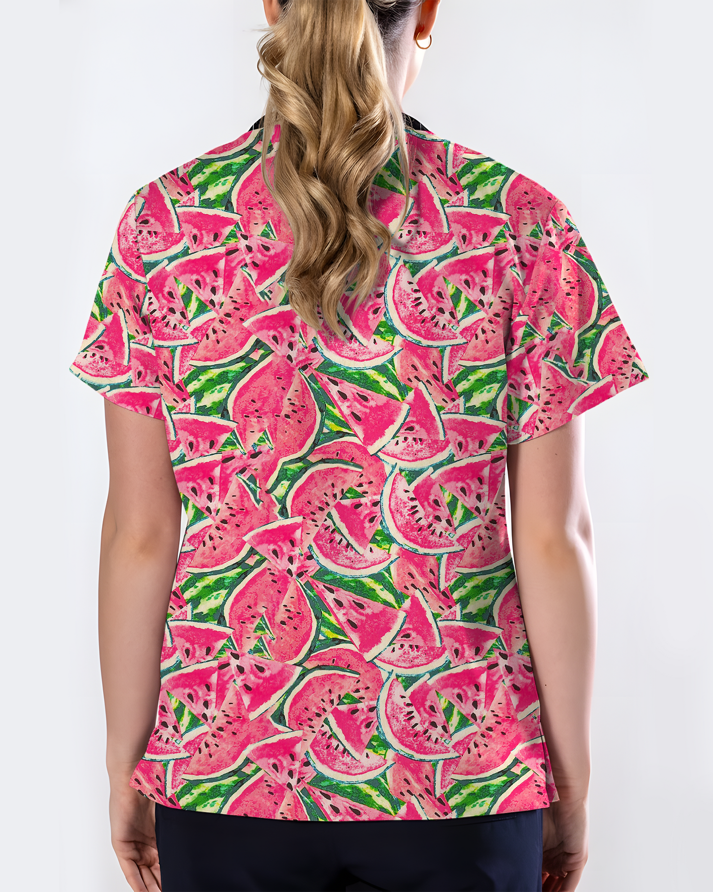 Sweet Summer Watermelon Women Scrub Top
