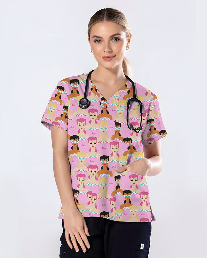 Pink Glam Fashion Medical scrub top