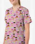 Pink Glam Fashion Medical scrub top