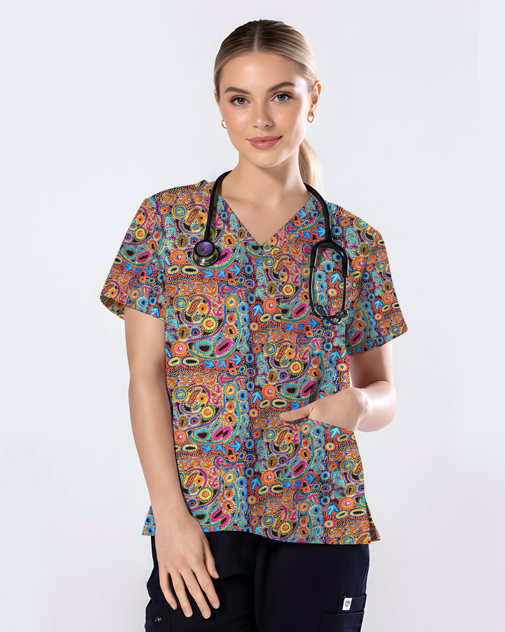 Colorburst Paisley Nursing scrub top