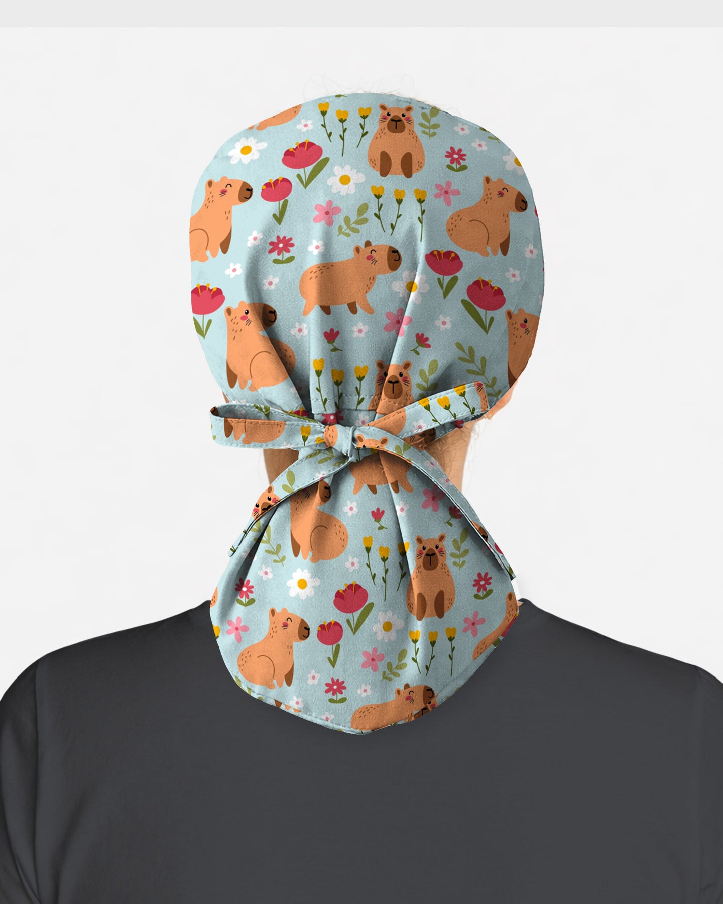Cute Capybara Blossom Scrub Cap