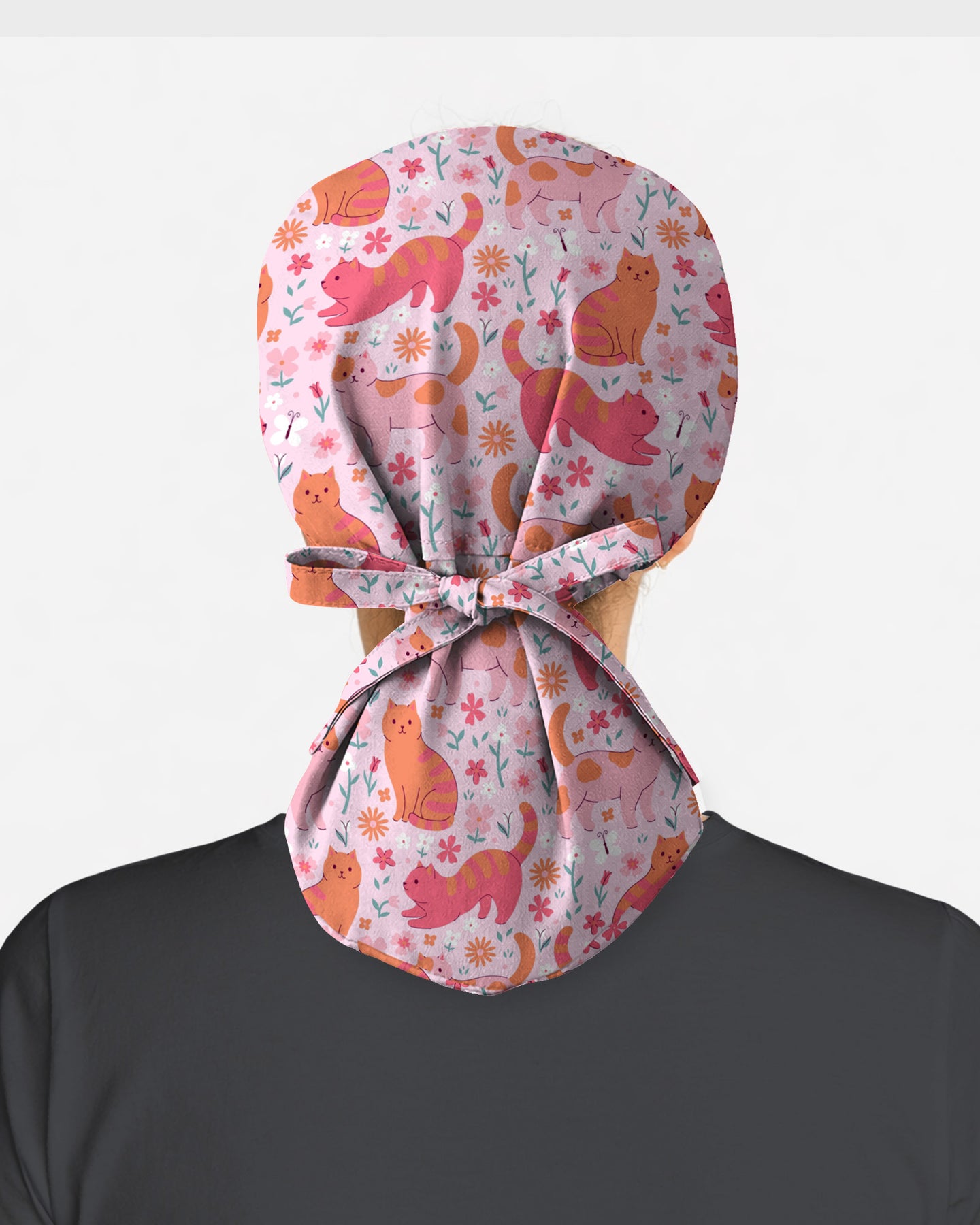 Pink Cat Pattern Scrub Cap