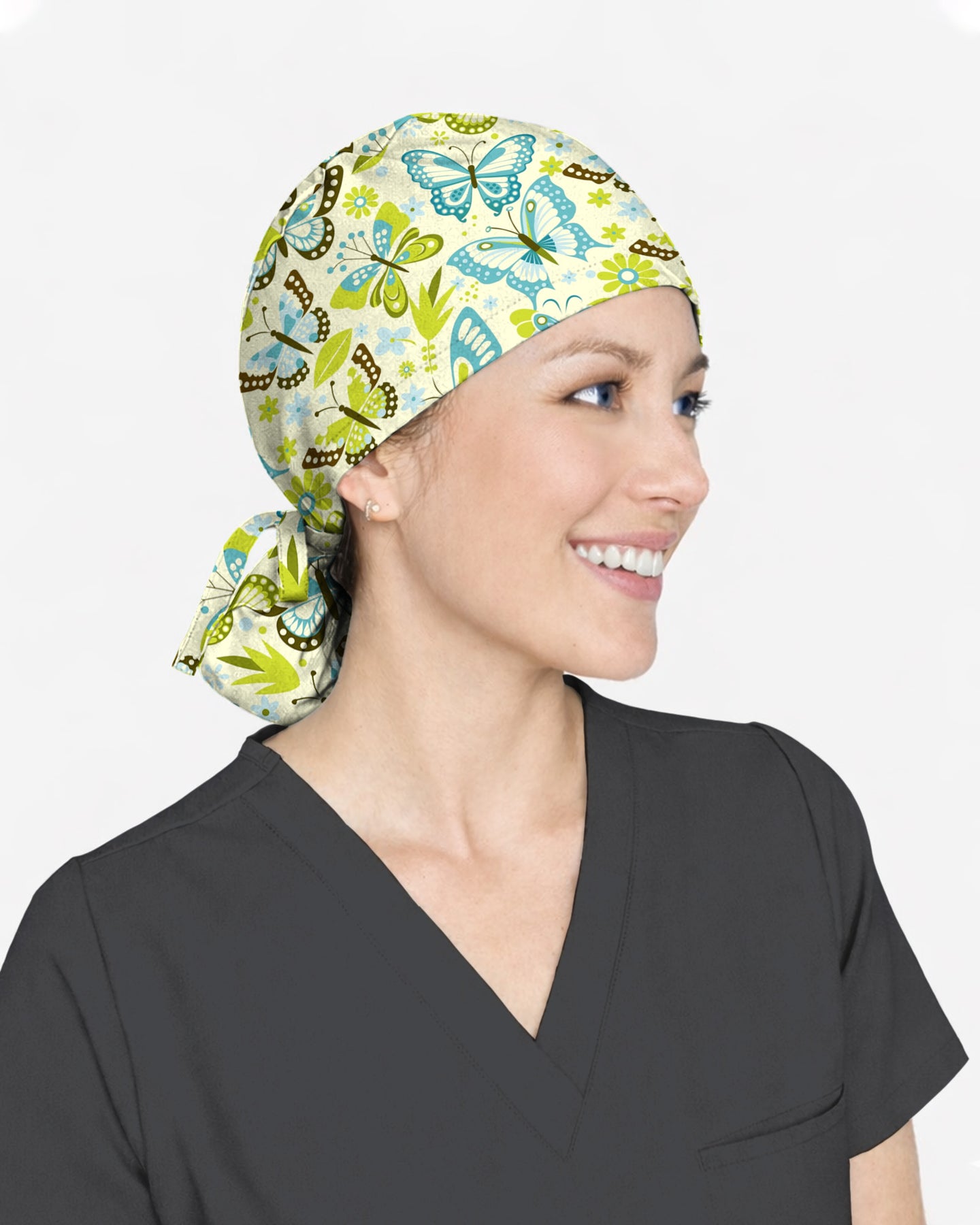 Blue Butterfly Scrub Cap