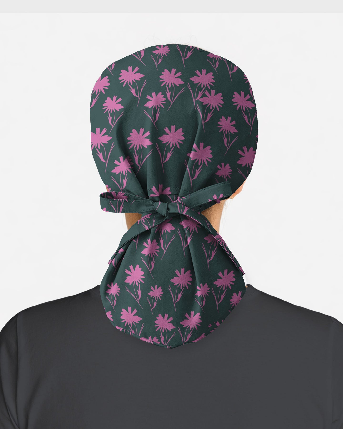 Pink Meadow Flowers Scrub Cap