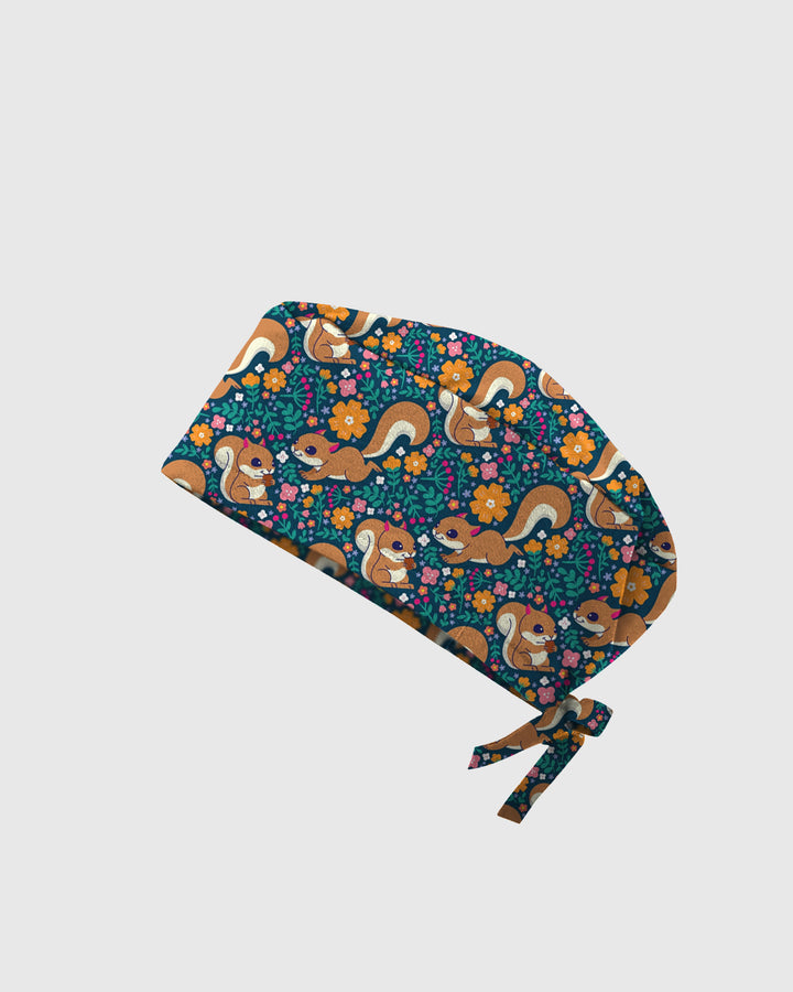 Cute Squirrel Meadow Scrub Cap