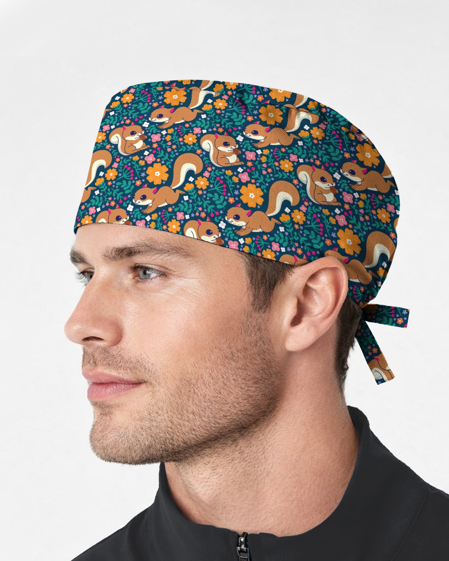 Cute Squirrel Meadow Scrub Cap