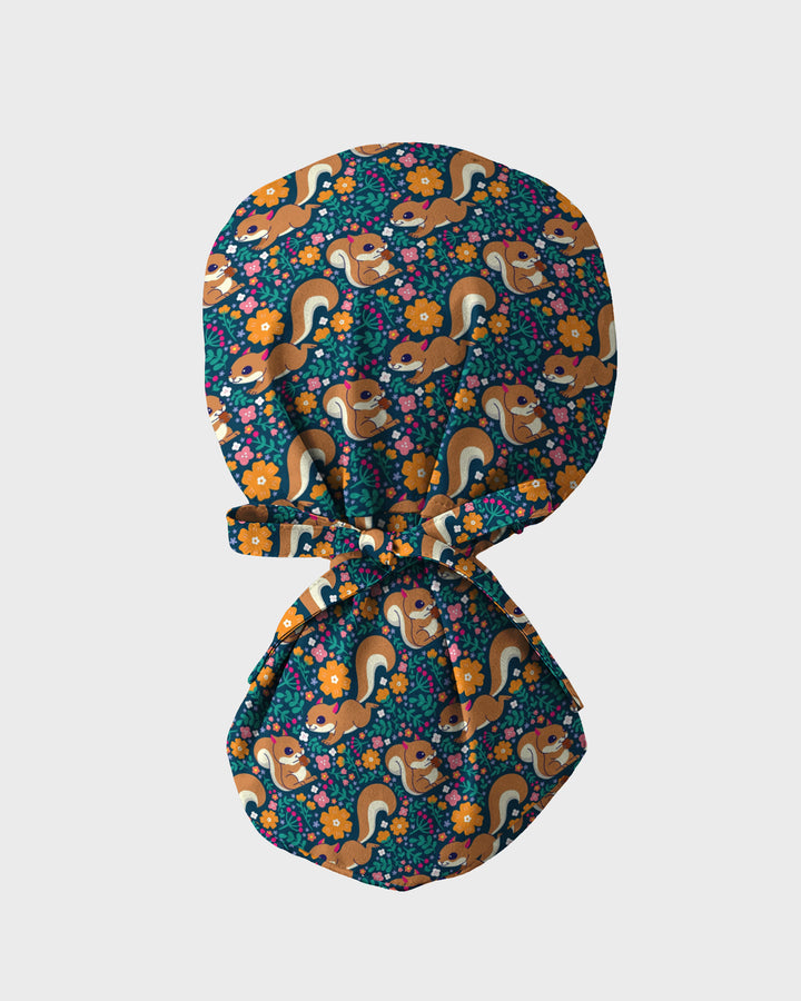 Cute Squirrel Meadow Scrub Cap