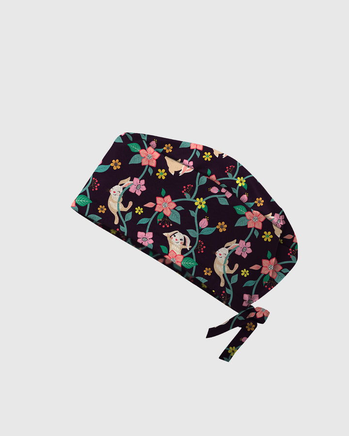 Kitty Flower Garden Scrub Cap
