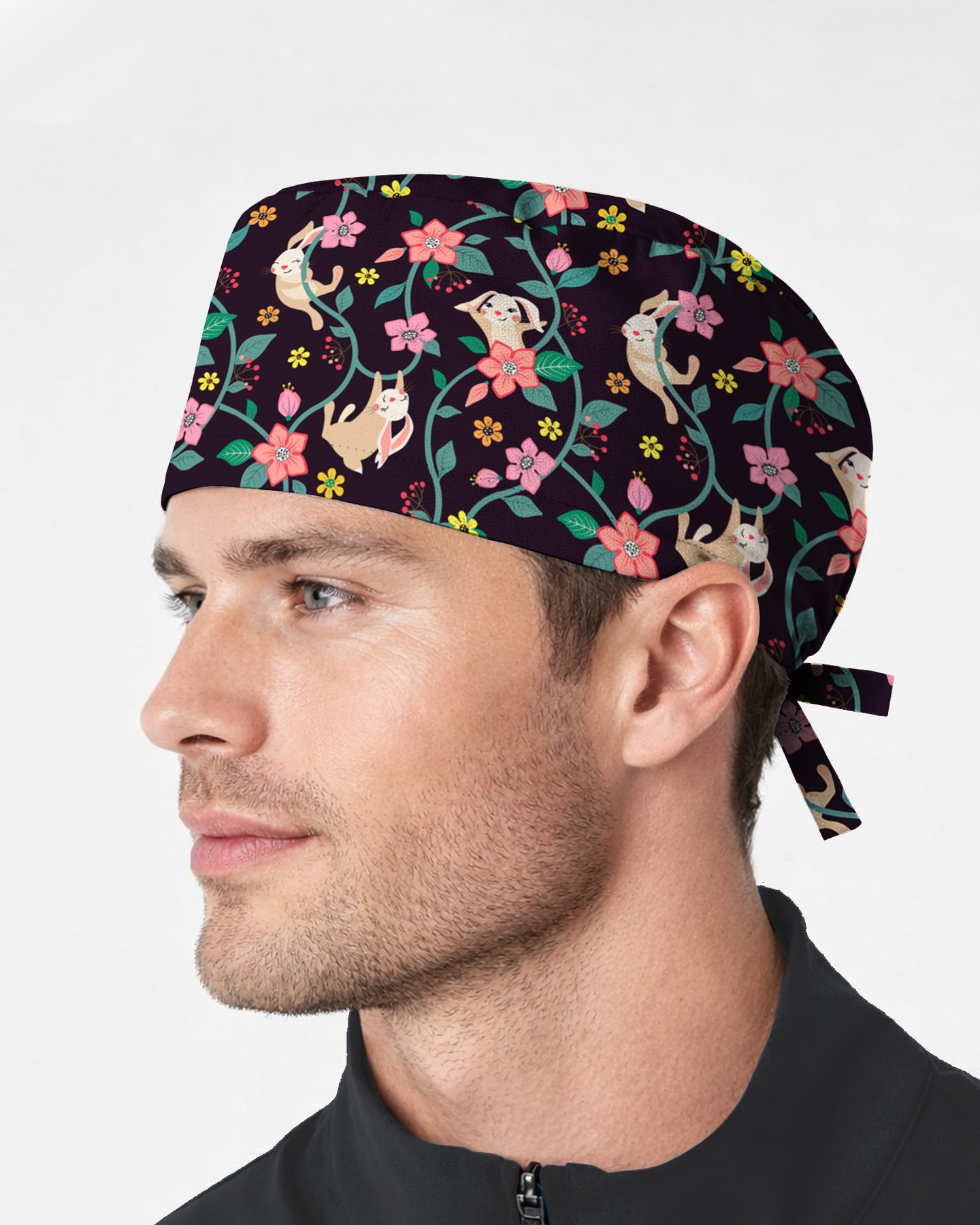 Kitty Flower Garden Scrub Cap
