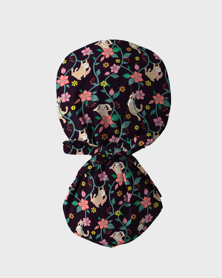 Kitty Flower Garden Scrub Cap