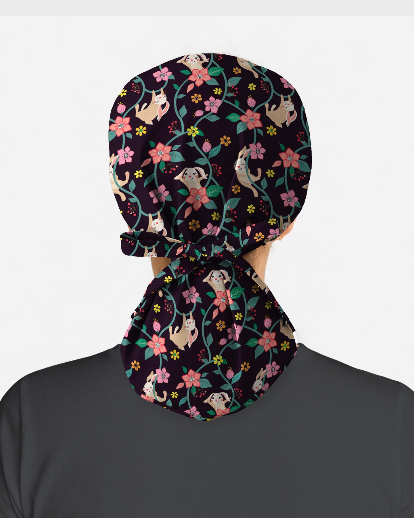 Kitty Flower Garden Scrub Cap