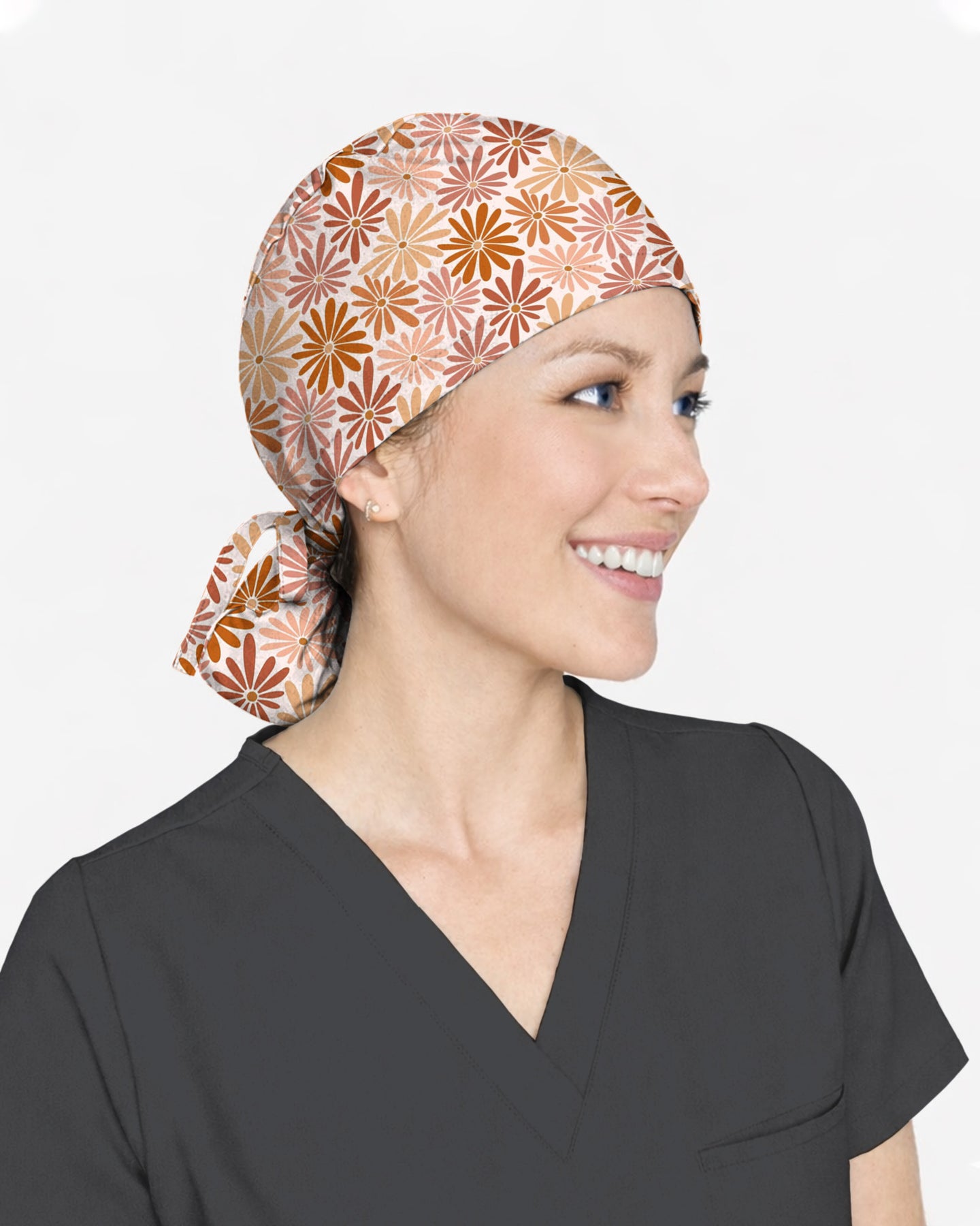 Vintage Daisy Field Scrub Cap
