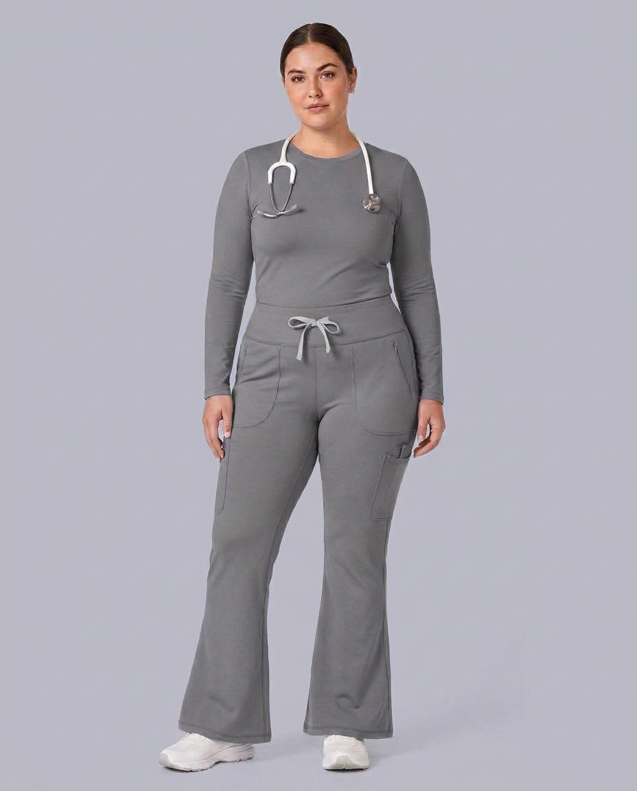 Curved High-Rise Flare Scrub Legging Heather Gray