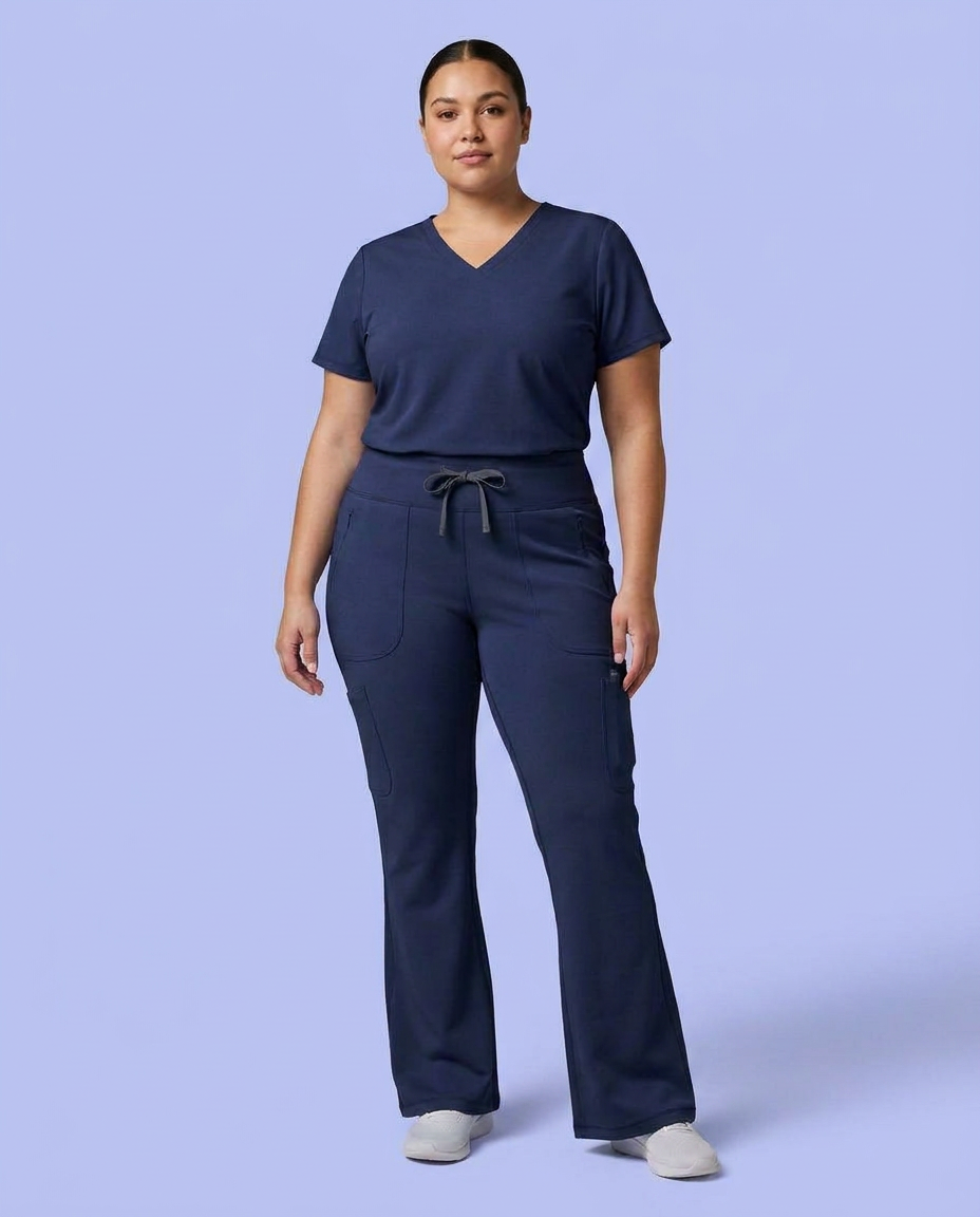 Curved High-Rise Flare Scrub Legging Navy
