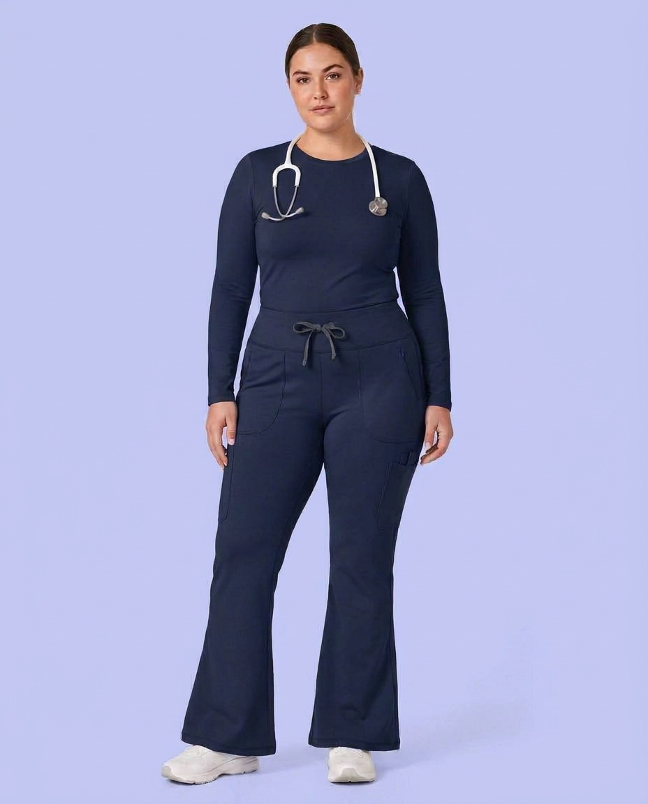 Curved High-Rise Flare Scrub Legging Navy