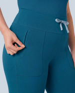 Curved High-Rise Flare Scrub Legging Caribbean Blue